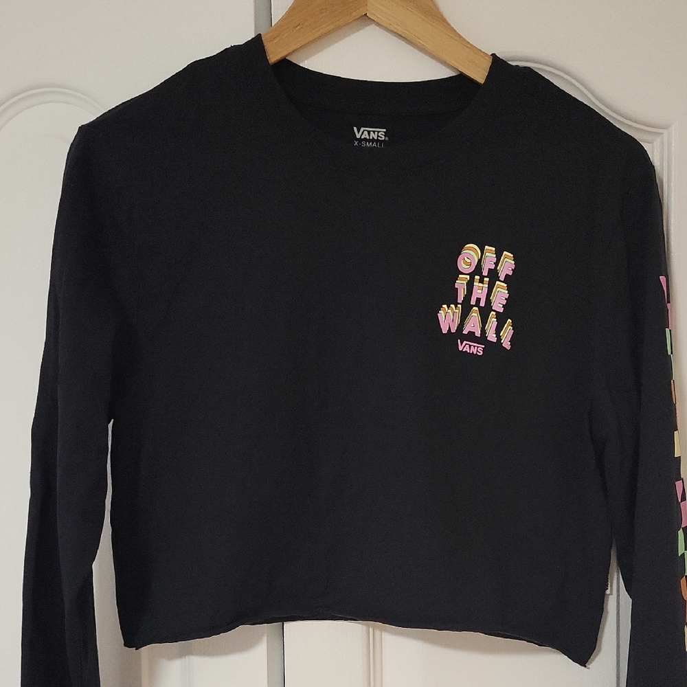 Vans Women Long Sleeve Crop Tee with Colorful Graphics